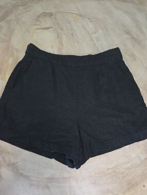 Abercrombie & Fitch Black High-Waist Linen Shorts